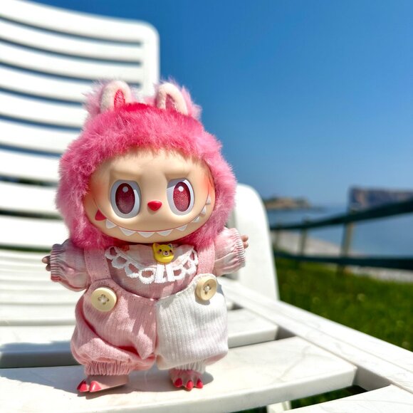 [BUNDLE of 2] Labubu Outfits – Red Overalls & Bow Tie Butterfly Set 🎀 - Picture 2 of 7